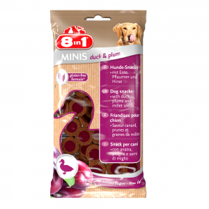 חטיף רך מיני לכלבים מבשר ברווז ושזיפים