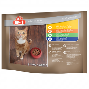 ערכת מזון רטוב (פאוץ’) מלא ומאוזן לחתולים בוגרים עם בשר חיות יבשה