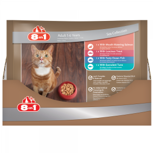 ערכת מזון רטוב (פאוץ’) מלא ומאוזן לחתולים בוגרים עם דגי ים